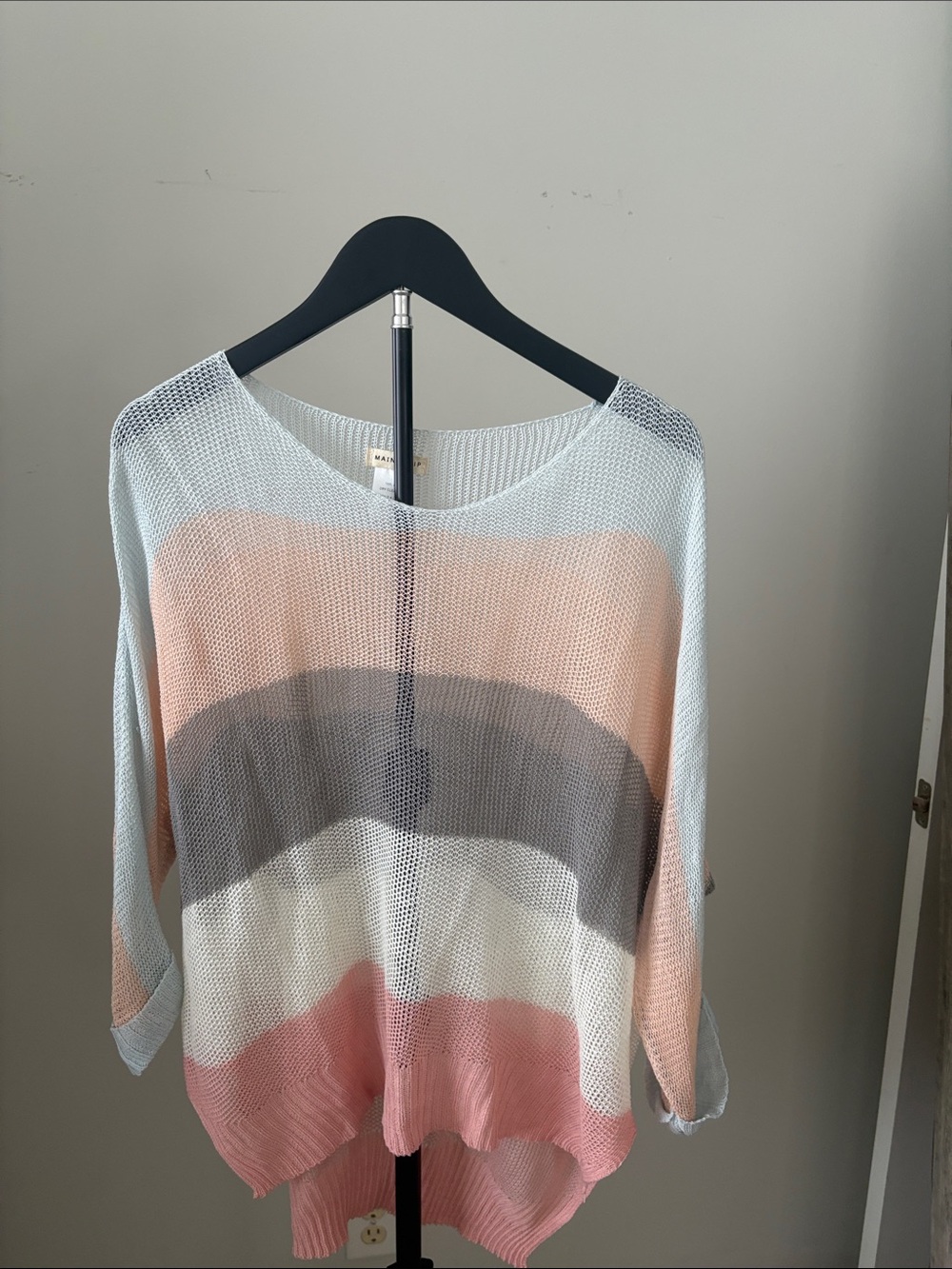 Main Strip Pastel Striped Scoop-Neck Knit Sweater